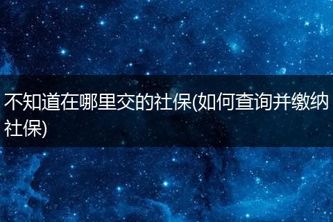 不知道在哪里交的社保(如何查询并缴纳社保)