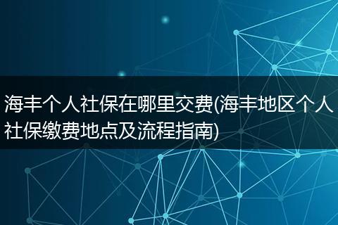 海丰个人社保在哪里交费(海丰地区个人社保缴费地点及流程指南)