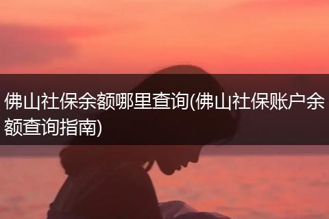 佛山社保余额哪里查询(佛山社保账户余额查询指南)