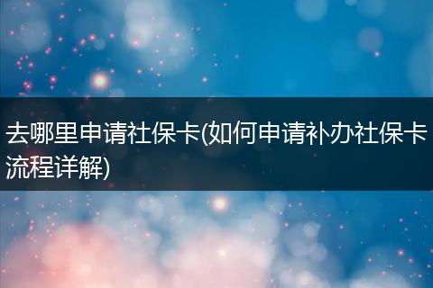 去哪里申请社保卡(如何申请补办社保卡流程详解)