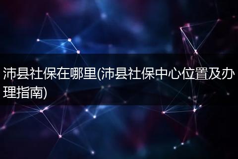 沛县社保在哪里(沛县社保中心位置及办理指南)