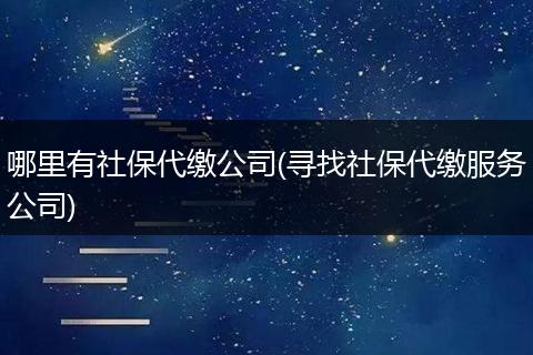 哪里有社保代缴公司(寻找社保代缴服务公司)