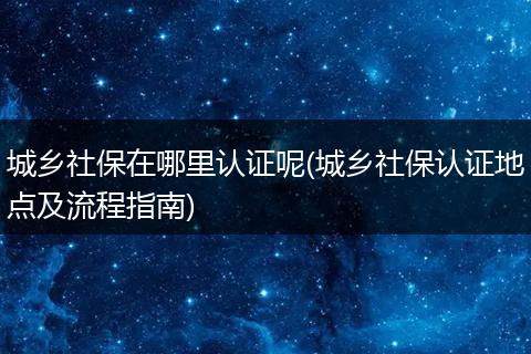 城乡社保在哪里认证呢(城乡社保认证地点及流程指南)
