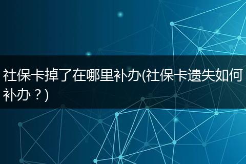 社保卡掉了在哪里补办(社保卡遗失如何补办？)