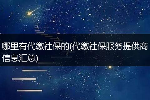 哪里有代缴社保的(代缴社保服务提供商信息汇总)