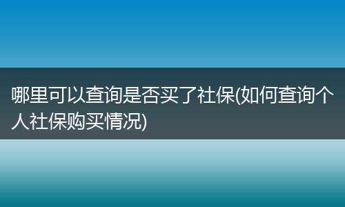 哪里可以查询是否买了社保(如何查询个人社保购买情况)