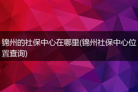锦州的社保中心在哪里(锦州社保中心位置查询)