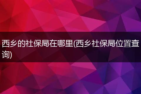 西乡的社保局在哪里(西乡社保局位置查询)