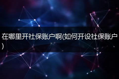 在哪里开社保账户啊(如何开设社保账户)