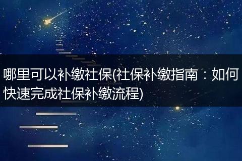 哪里可以补缴社保(社保补缴指南：如何快速完成社保补缴流程)