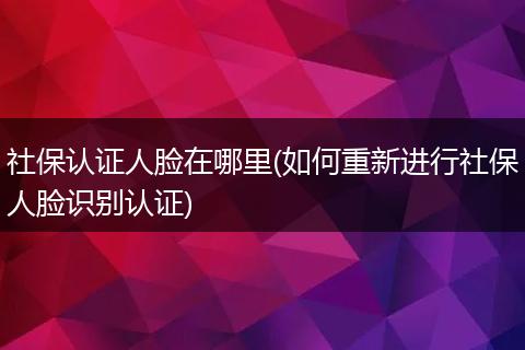 社保认证人脸在哪里(如何重新进行社保人脸识别认证)