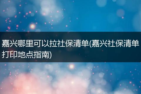 嘉兴哪里可以拉社保清单(嘉兴社保清单打印地点指南)