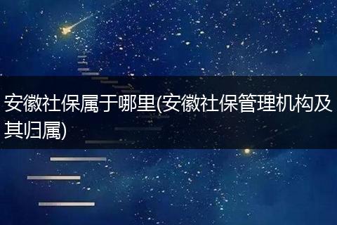 安徽社保属于哪里(安徽社保管理机构及其归属)