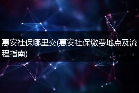 惠安社保哪里交(惠安社保缴费地点及流程指南)