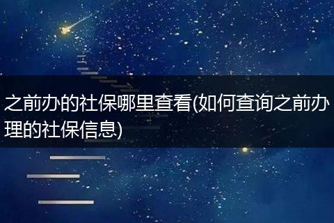之前办的社保哪里查看(如何查询之前办理的社保信息)