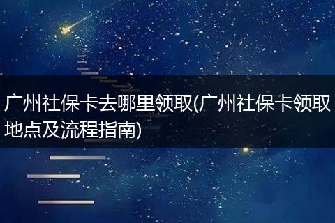 广州社保卡去哪里领取(广州社保卡领取地点及流程指南)