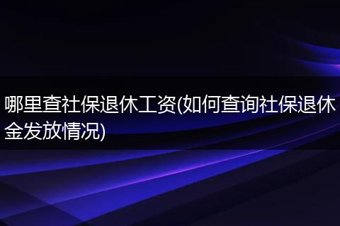 哪里查社保退休工资(如何查询社保退休金发放情况)