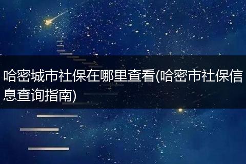 哈密城市社保在哪里查看(哈密市社保信息查询指南)