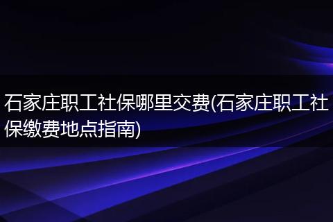 石家庄职工社保哪里交费(石家庄职工社保缴费地点指南)