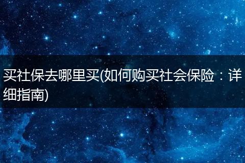 买社保去哪里买(如何购买社会保险：详细指南)