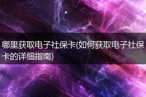 哪里获取电子社保卡(如何获取电子社保卡的详细指南)