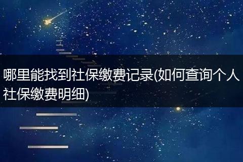 哪里能找到社保缴费记录(如何查询个人社保缴费明细)