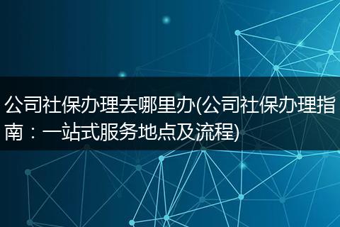 公司社保办理去哪里办(公司社保办理指南：一站式服务地点及流程)