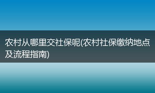 农村从哪里交社保呢(农村社保缴纳地点及流程指南)