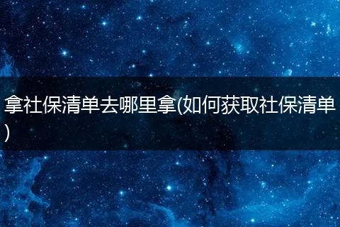 拿社保清单去哪里拿(如何获取社保清单)