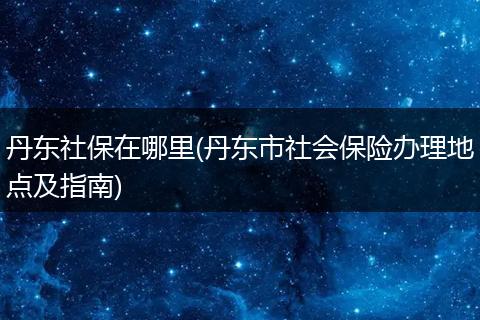 丹东社保在哪里(丹东市社会保险办理地点及指南)