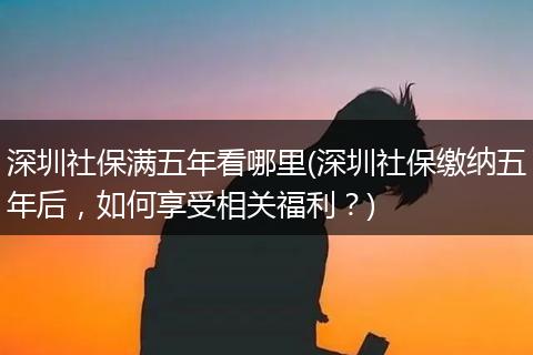 深圳社保满五年看哪里(深圳社保缴纳五年后，如何享受相关福利？)
