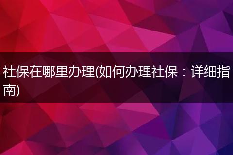 社保在哪里办理(如何办理社保：详细指南)