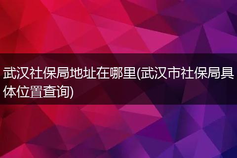 武汉社保局地址在哪里(武汉市社保局具体位置查询)