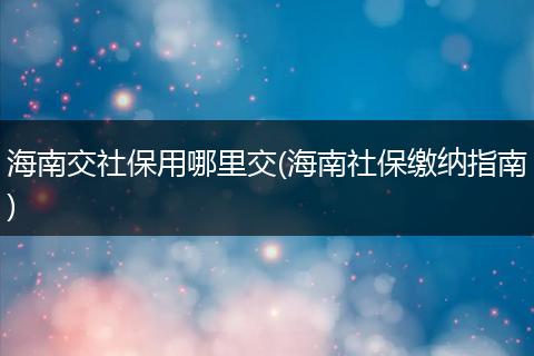 海南交社保用哪里交(海南社保缴纳指南)