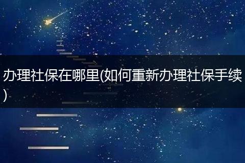办理社保在哪里(如何重新办理社保手续)