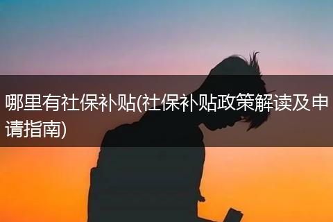 哪里有社保补贴(社保补贴政策解读及申请指南)