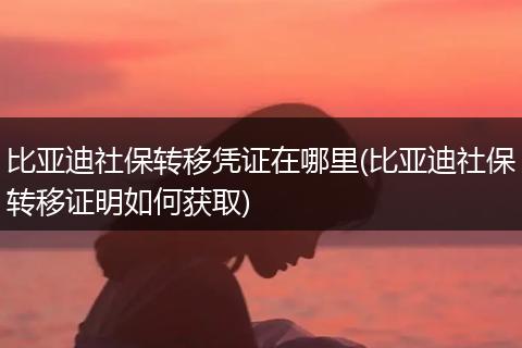 比亚迪社保转移凭证在哪里(比亚迪社保转移证明如何获取)