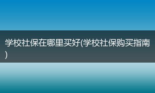 学校社保在哪里买好(学校社保购买指南)