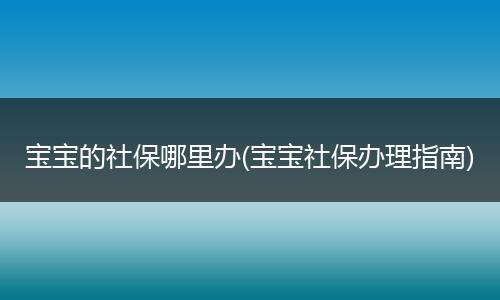 宝宝的社保哪里办(宝宝社保办理指南)