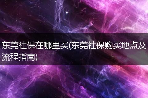东莞社保在哪里买(东莞社保购买地点及流程指南)
