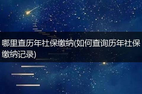 哪里查历年社保缴纳(如何查询历年社保缴纳记录)