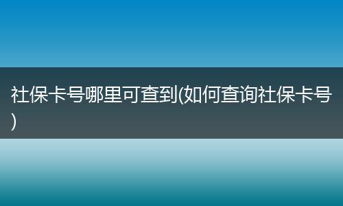 社保卡号哪里可查到(如何查询社保卡号)