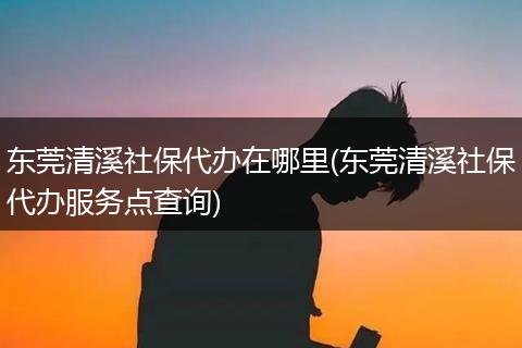 东莞清溪社保代办在哪里(东莞清溪社保代办服务点查询)