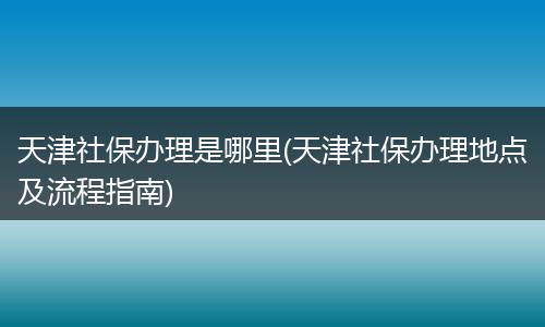 天津社保办理是哪里(天津社保办理地点及流程指南)