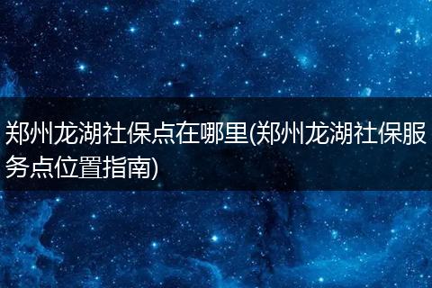 郑州龙湖社保点在哪里(郑州龙湖社保服务点位置指南)