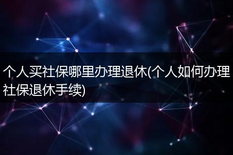个人买社保哪里办理退休(个人如何办理社保退休手续)