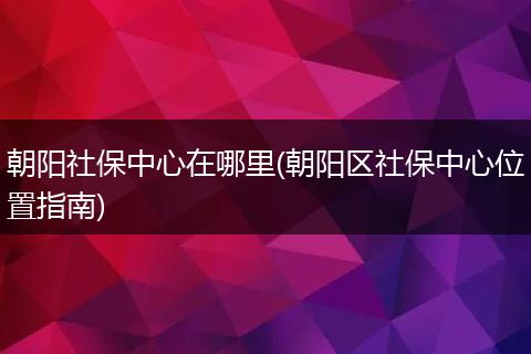 朝阳社保中心在哪里(朝阳区社保中心位置指南)