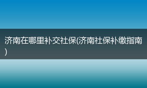 济南在哪里补交社保(济南社保补缴指南)