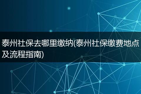 泰州社保去哪里缴纳(泰州社保缴费地点及流程指南)