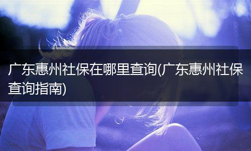 广东惠州社保在哪里查询(广东惠州社保查询指南)